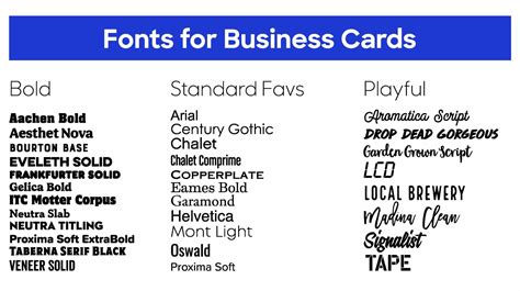 fonts to use for business cards